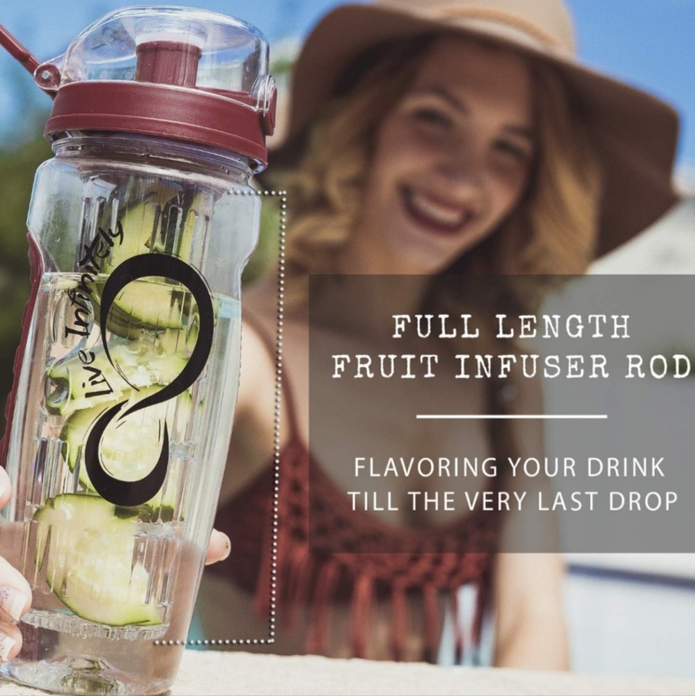 Live Infinitely 32oz Infuser Water Bottle With Sleeve/Bundle - Both - Picture 9 of 13